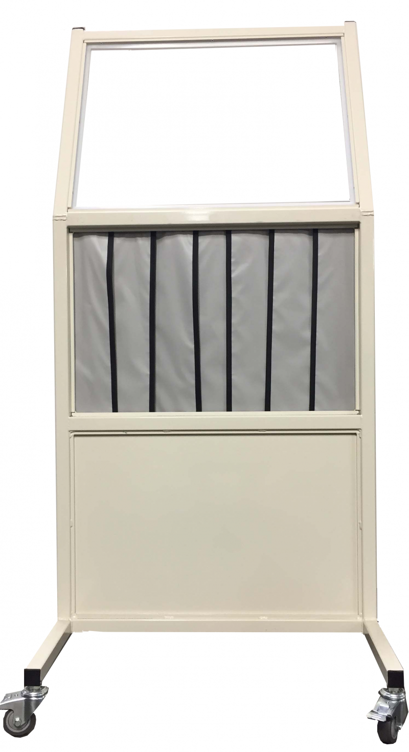 Tilted Mobile Leaded Barrier with 30”W x 24”H Window with Curtain | 56-630