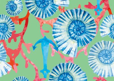 Fabrics - Fashion Patterns - 1210 Coastal Coral Dark Mint