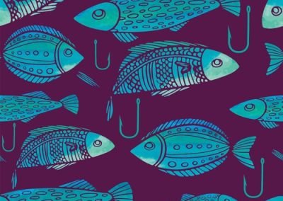 Fabrics - Fashion Patterns - 1232 Take the Bait Deep Purple