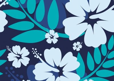 Fabrics - Fashion Patterns - 1258 Poly Blue Hibiscus