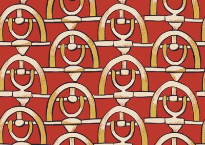 Fabrics - Fashion Patterns - 1272 Equestrian Dreams Rust Horse & Bit