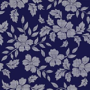 Fabrics - Fashion Patterns - 1277 Blue Floral Houndstooth