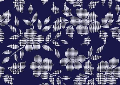 Fabrics - Fashion Patterns - 1277 Blue Floral Houndstooth