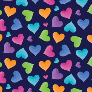 Fabrics - Fashion Patterns - 1302 Vibrant Hearts