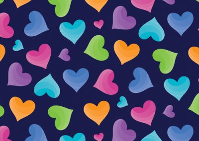 Fabrics - Fashion Patterns - 1302 Vibrant Hearts